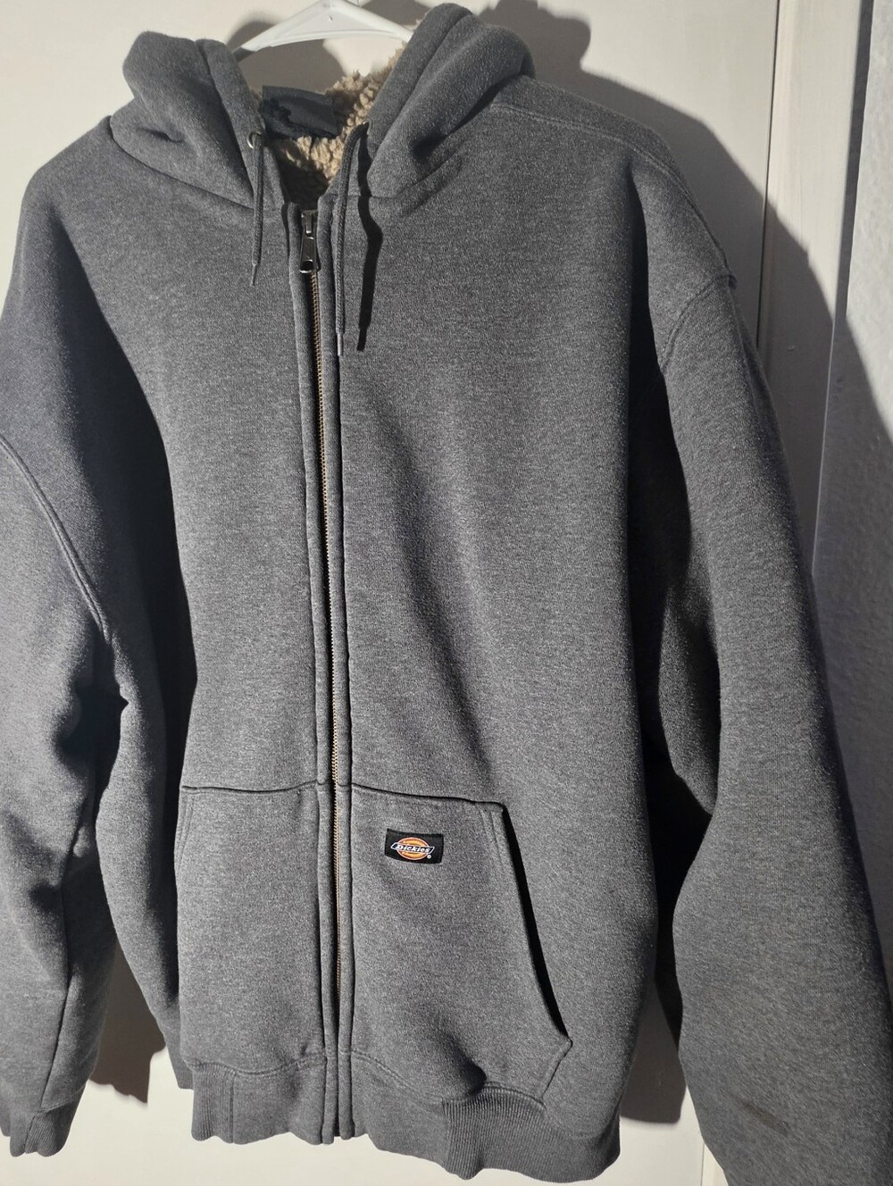 Dickies Men's Dark Gray Sherpa-Lined Zip-Up Hoodie